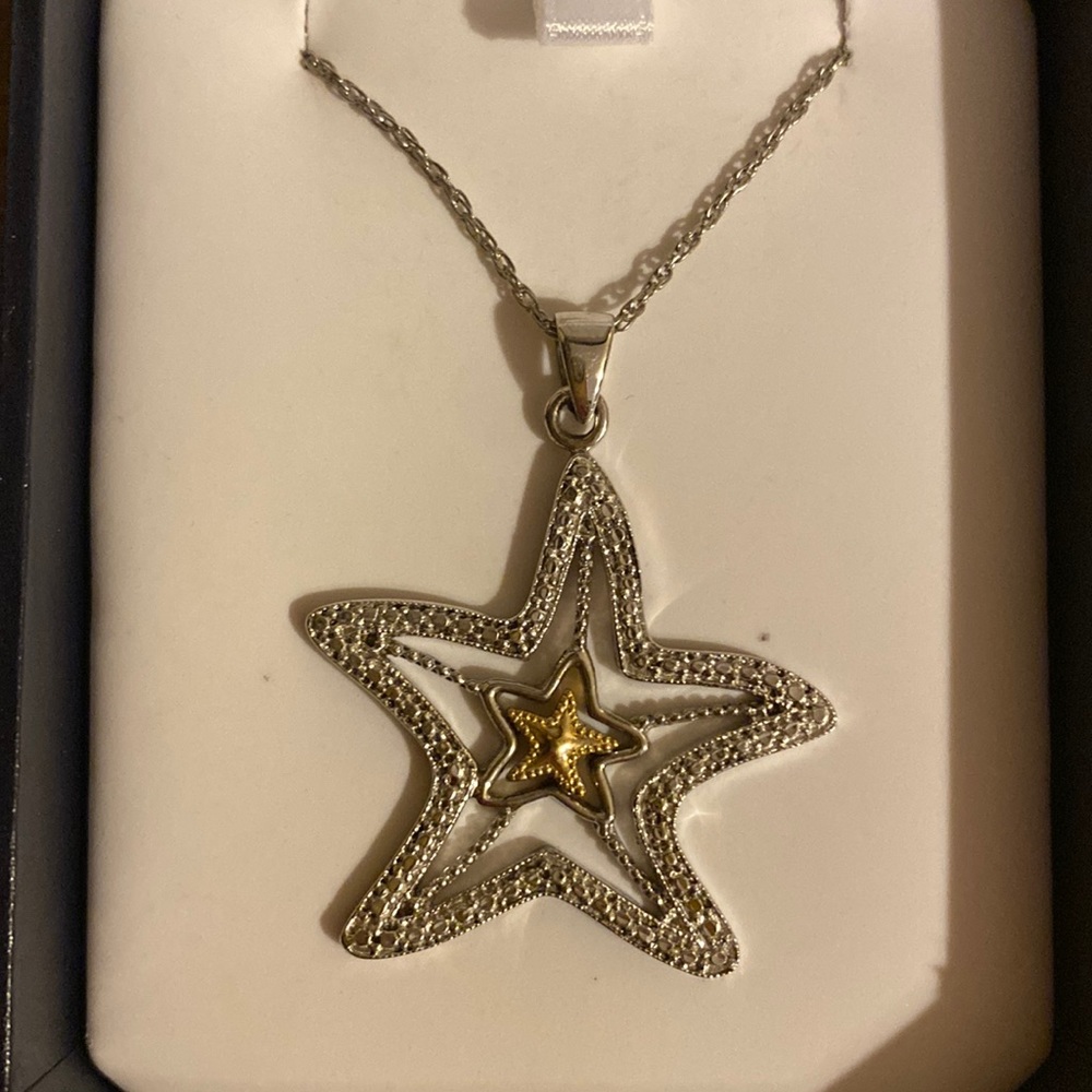 Mint Sterling Silver & 10k Gold Starfish Pendant by Love, Earth